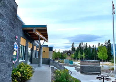 This is the new french school constructed in 2017. Masonry's work completed by HM Brick and Stone Ltd. It is located in the Canmore, Alberta, Canada